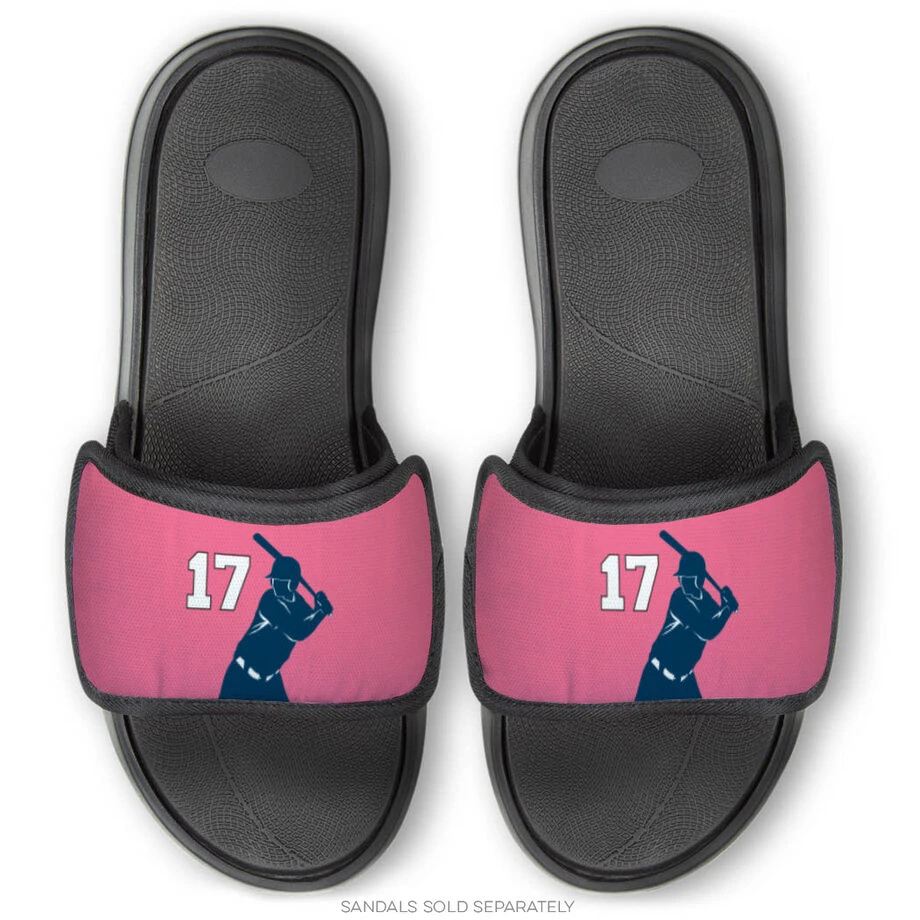 Softball Repwell® Sandal Straps - Batter Silhouette With Number 4 Softball Repwell® Sandal Straps - Batter Silhouette With Number - Image 2
