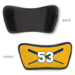 Softball Repwell® Sandal Straps - Crossed Bats With Numbers -Sport Gift Store sb 03896 STRAPS YELLOWNAVY DETAIL