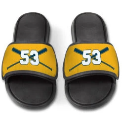 Softball Repwell® Slide Sandals - Crossed Bats With Numbers 9 Softball Repwell® Slide Sandals - Crossed Bats With Numbers -Sport Gift Store sb 03896 YELLOWNAVY FRONT