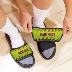 Softball Repwell® Slide Sandals - Personalized Softball Stitches -Sport Gift Store sb 03897 LIFESTYLE