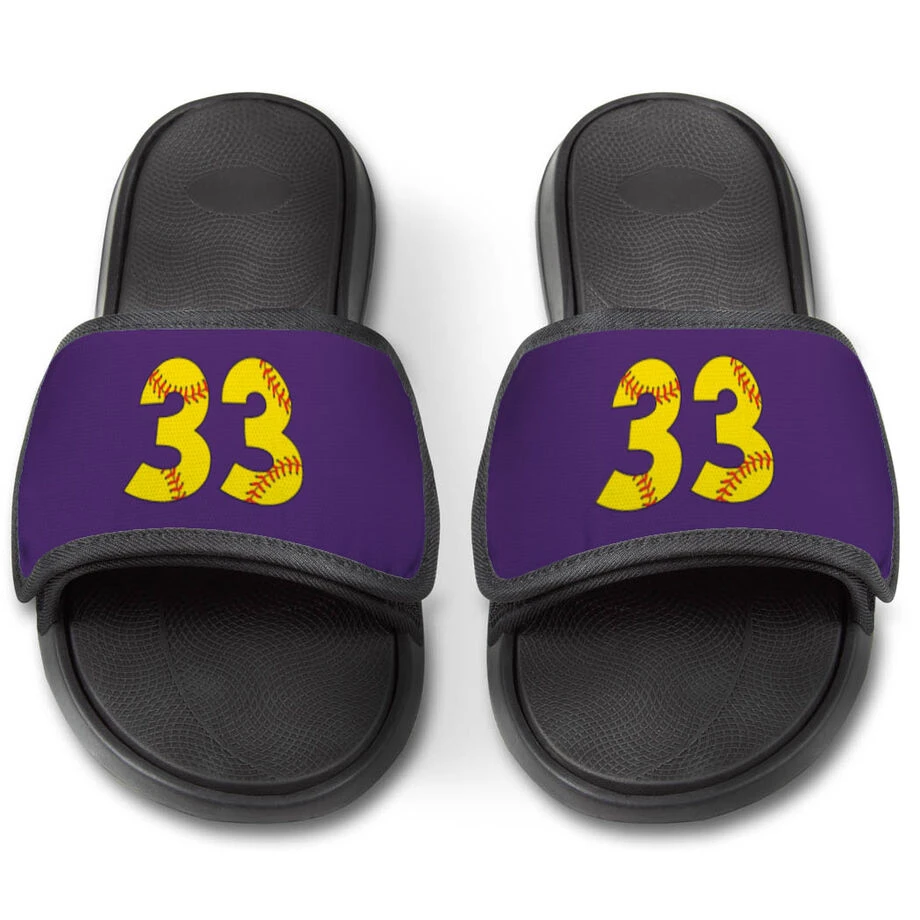 Softball Repwell® Slide Sandals - Softball Number Stitches 5 Softball Repwell® Slide Sandals - Softball Number Stitches - Image 3