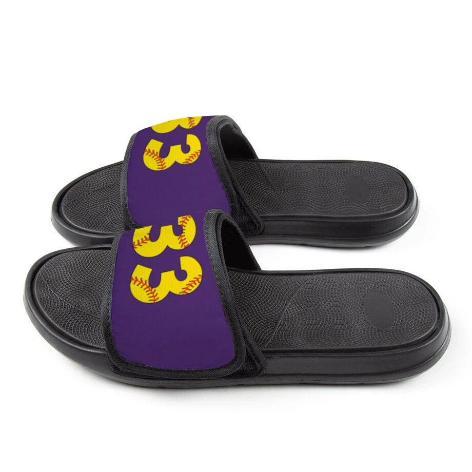 Softball Repwell® Slide Sandals - Softball Number Stitches 6 Softball Repwell® Slide Sandals - Softball Number Stitches - Image 4