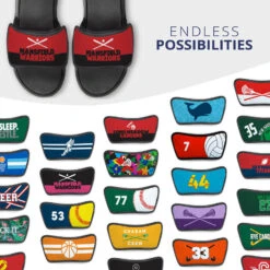 Softball Repwell® Sandal Straps - Team Name Colorblock -Sport Gift Store sb 03899 STRAPS REDBLACK MULTI