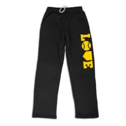 Softball Fleece Sweatpants - Softball Love (Yellow) -Sport Gift Store sb 03938 BLACK FLAT