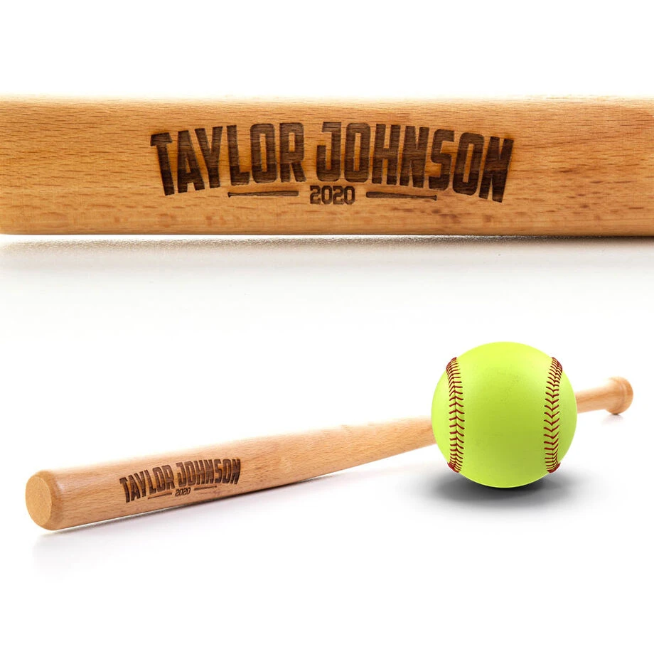 Engraved Mini Softball Bat - Name With Year 4 Engraved Mini Softball Bat - Name With Year - Image 2