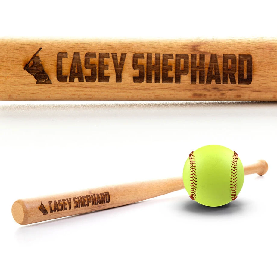 Engraved Mini Softball Bat - Personalized Silhouette 4 Engraved Mini Softball Bat - Personalized Silhouette - Image 2