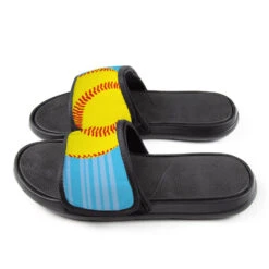 Softball Repwell® Slide Sandals - Ball Reflected -Sport Gift Store sb 03964 CAROLINA SIDE