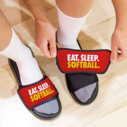 Softball Repwell® Sandal Straps - Eat. Sleep. Softball. -Sport Gift Store sb 03966 STRAPS RED LIFESTYLE