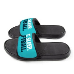 Softball Repwell® Slide Sandals - Eat. Sleep. Softball. -Sport Gift Store sb 03966 TEAL SIDE