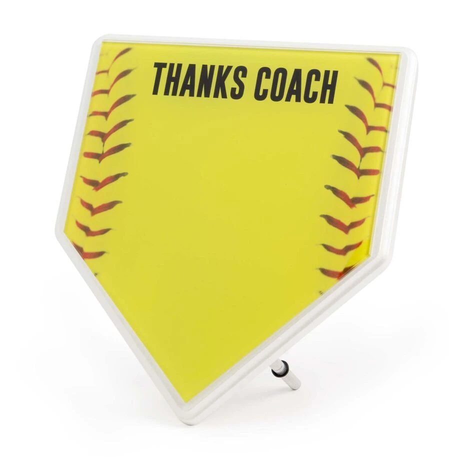 Premier Wooden Softball Home Plate Plaque - Thanks Coach 4 Premier Wooden Softball Home Plate Plaque - Thanks Coach - Image 2
