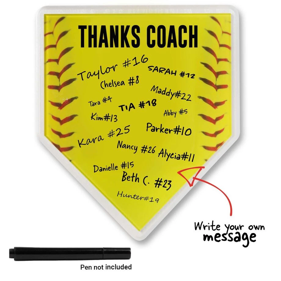 Premier Wooden Softball Home Plate Plaque - Thanks Coach 3 Premier Wooden Softball Home Plate Plaque - Thanks Coach