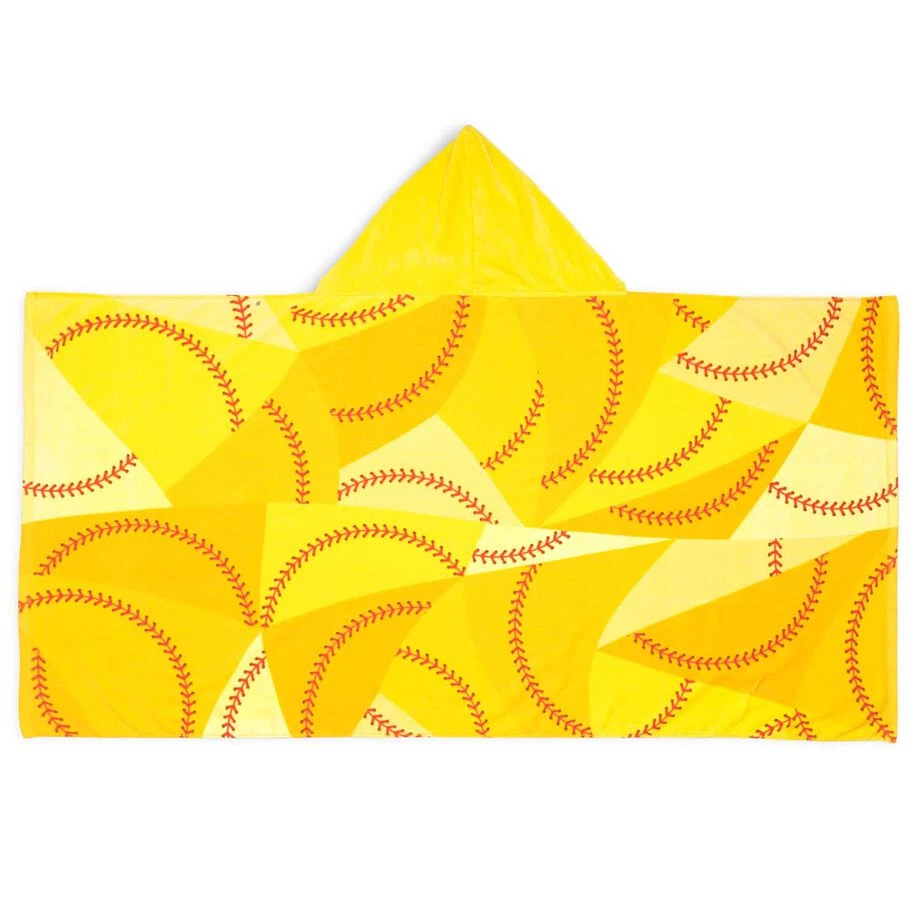 Softball Hooded Towel - Stitches 3 Softball Hooded Towel - Stitches