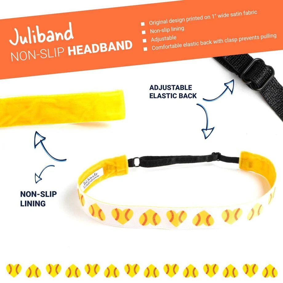 Softball Juliband Non-Slip Headband - Softball Heart Pattern 4 Softball Juliband Non-Slip Headband - Softball Heart Pattern - Image 2