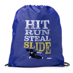 Softball Drawstring Backpack - Hit Run Steal Slide