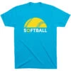Softball Short Sleeve T-Shirt - Modern Softball -Sport Gift Store sb 04263 TURQUOISE FLAT