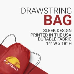 Softball Drawstring Backpack - Modern Softball -Sport Gift Store sb 04269 RED DETAILS