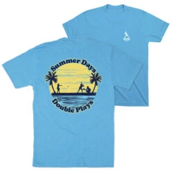 Softball Short Sleeve T-Shirt - Summer Days Double Plays (Back Design)