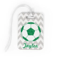 Soccer Bag/Luggage Tag - Personalized Glitter Soccer Ball
