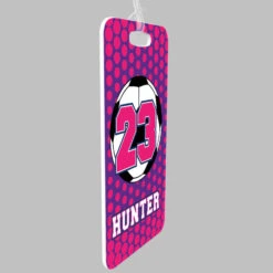 Soccer Bag/Luggage Tag - Personalized Soccer Ball With Dots Background -Sport Gift Store sc 02024 PURPLEPINK ALLPROFILE