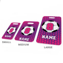 Soccer Bag/Luggage Tag - Personalized Soccer Ball With Dots Background -Sport Gift Store sc 02024 PURPLEPINK ALLSIZES