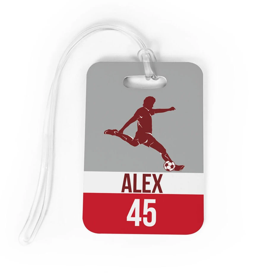 Soccer Bag/Luggage Tag - Personalized Soccer Guy Name And Number 3 Soccer Bag/Luggage Tag - Personalized Soccer Guy Name And Number