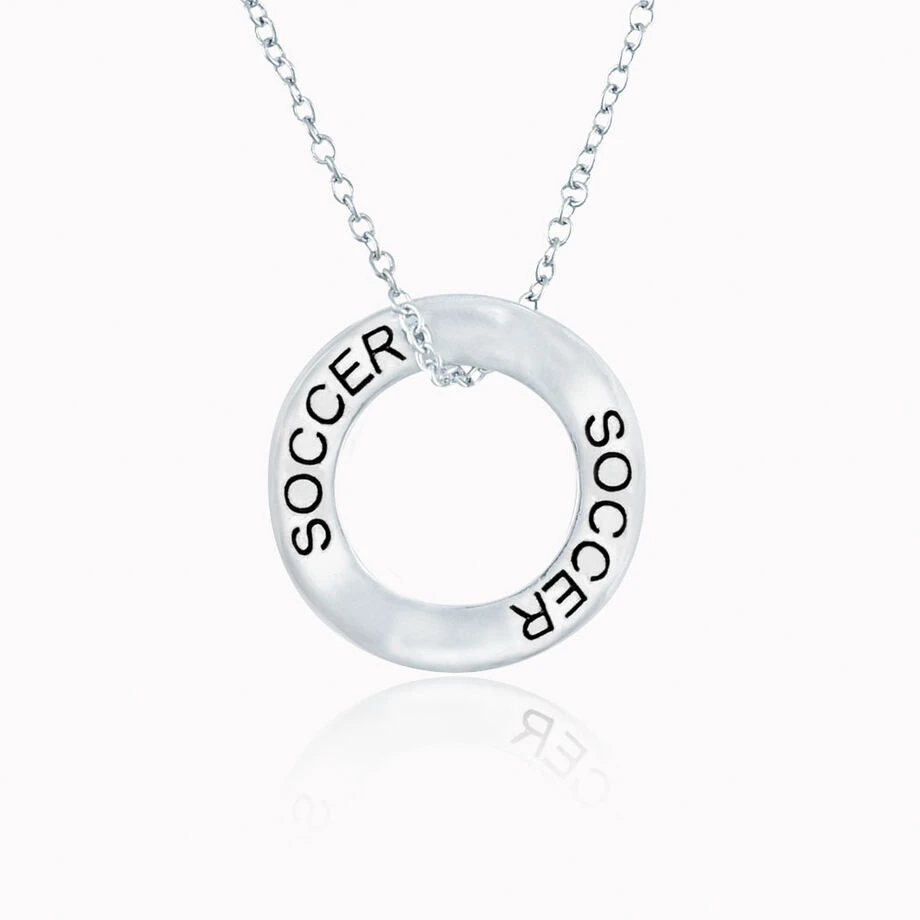 Sterling Silver Soccer Message Ring Necklace 3 Sterling Silver Soccer Message Ring Necklace