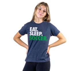Soccer T-Shirt Short Sleeve Eat. Sleep. Soccer. -Sport Gift Store sc 02683 NAVY GIRLS