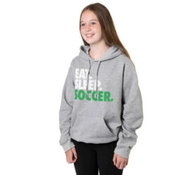 Soccer Hooded Sweatshirt - Eat. Sleep. Soccer. -Sport Gift Store sc 02687 GRAY GIRLS