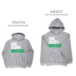 Soccer Hooded Sweatshirt - Eat. Sleep. Soccer. -Sport Gift Store sc 02687 GRAY SIZE