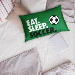 Soccer Pillowcase - Eat. Sleep. Soccer. -Sport Gift Store sc 02742 GREEN LIFESTYLE
