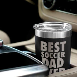Soccer 20 Oz. Double Insulated Tumbler - Best Dad Ever -Sport Gift Store sc 02818 BLACK CAR