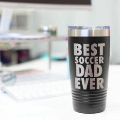 Soccer 20 Oz. Double Insulated Tumbler - Best Dad Ever -Sport Gift Store sc 02818 BLACK DESK