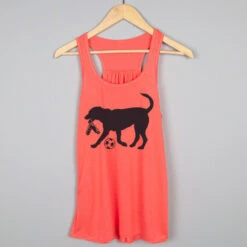 Soccer Flowy Racerback Tank Top - Soccer Dog - Black TRANSFER -Sport Gift Store sc 02931 CORAL HANGER