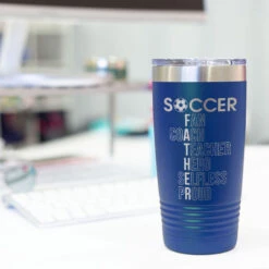 Soccer 20 Oz. Double Insulated Tumbler - Soccer Father Words -Sport Gift Store sc 03256 ROYAL DESK