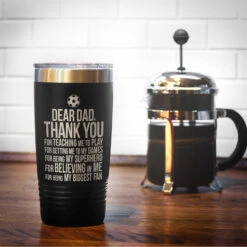 Soccer 20 Oz. Double Insulated Tumbler - Dear Dad -Sport Gift Store sc 03258 BLACK COFFEE