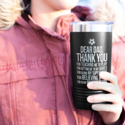 Soccer 20 Oz. Double Insulated Tumbler - Dear Dad -Sport Gift Store sc 03258 BLACK MODEL