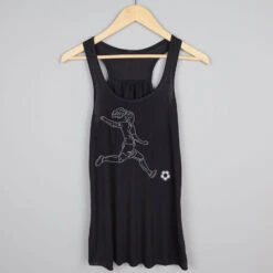 Soccer Flowy Racerback Tank Top - Soccer Girl Player Sketch -Sport Gift Store sc 03336 BLACK HANGER