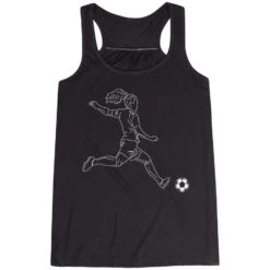 Soccer Flowy Racerback Tank Top - Soccer Girl Player Sketch