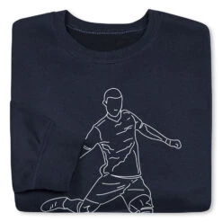 Soccer Crewneck Sweatshirt - Soccer Guy Player Sketch -Sport Gift Store sc 03340 NAVY FOLD