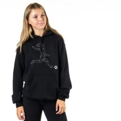 Soccer Hooded Sweatshirt - Soccer Girl Player Sketch 9 Soccer Hooded Sweatshirt - Soccer Girl Player Sketch -Sport Gift Store sc 03345 BLACK GIRLS