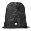 Soccer Drawstring Backpack - Soccer Guy Player Sketch -Sport Gift Store sc 03349 BLACK MAIN