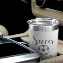 Soccer 20oz. Double Insulated Tumbler - Soccer Mom -Sport Gift Store sc 03511 WHITE CAR