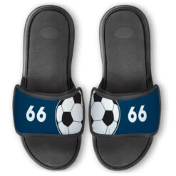 Soccer Repwell® Slide Sandals - Ball And Number Reflected