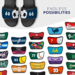 Soccer Repwell® Sandal Straps - Ball And Number Reflected -Sport Gift Store sc 03525 STRAPS NAVY MULTI