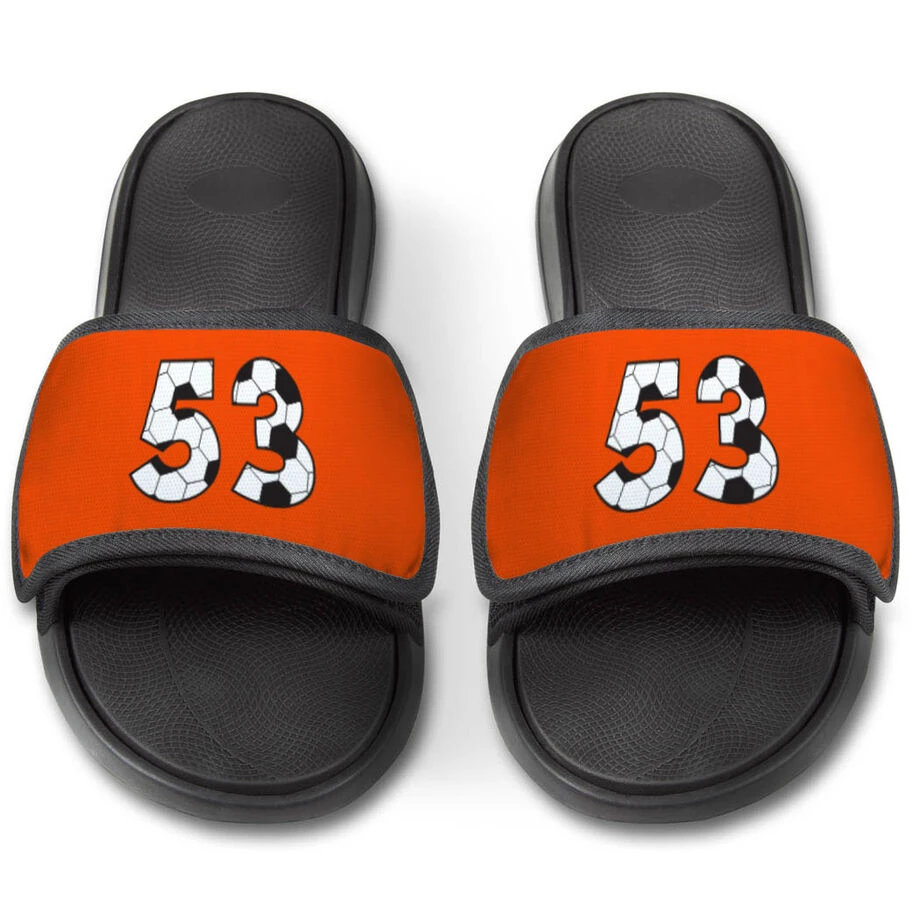 Soccer Repwell® Slide Sandals - Custom Soccer Number 5 Soccer Repwell® Slide Sandals - Custom Soccer Number - Image 3