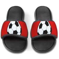 Soccer Repwell® Slide Sandals - Soccer Ball -Sport Gift Store sc 03527 RED FRONT