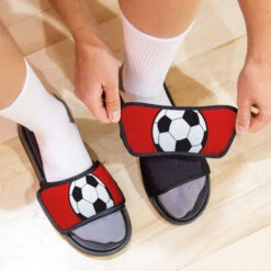 Soccer Repwell® Sandal Straps - Soccer Ball -Sport Gift Store sc 03527 STRAPS RED LIFESTYLE