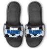 Soccer Repwell® Slide Sandals - Soccer Ball Texture With Text 2 Soccer Repwell® Slide Sandals - Soccer Ball Texture With Text -Sport Gift Store sc 03529 BLUE MAIN