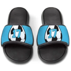 Soccer Repwell® Slide Sandals - Soccer Ball With Number 9 Soccer Repwell® Slide Sandals - Soccer Ball With Number -Sport Gift Store sc 03530 CAROLINA FRONT