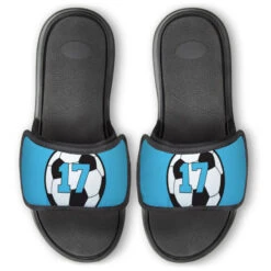 Soccer Repwell® Slide Sandals - Soccer Ball With Number